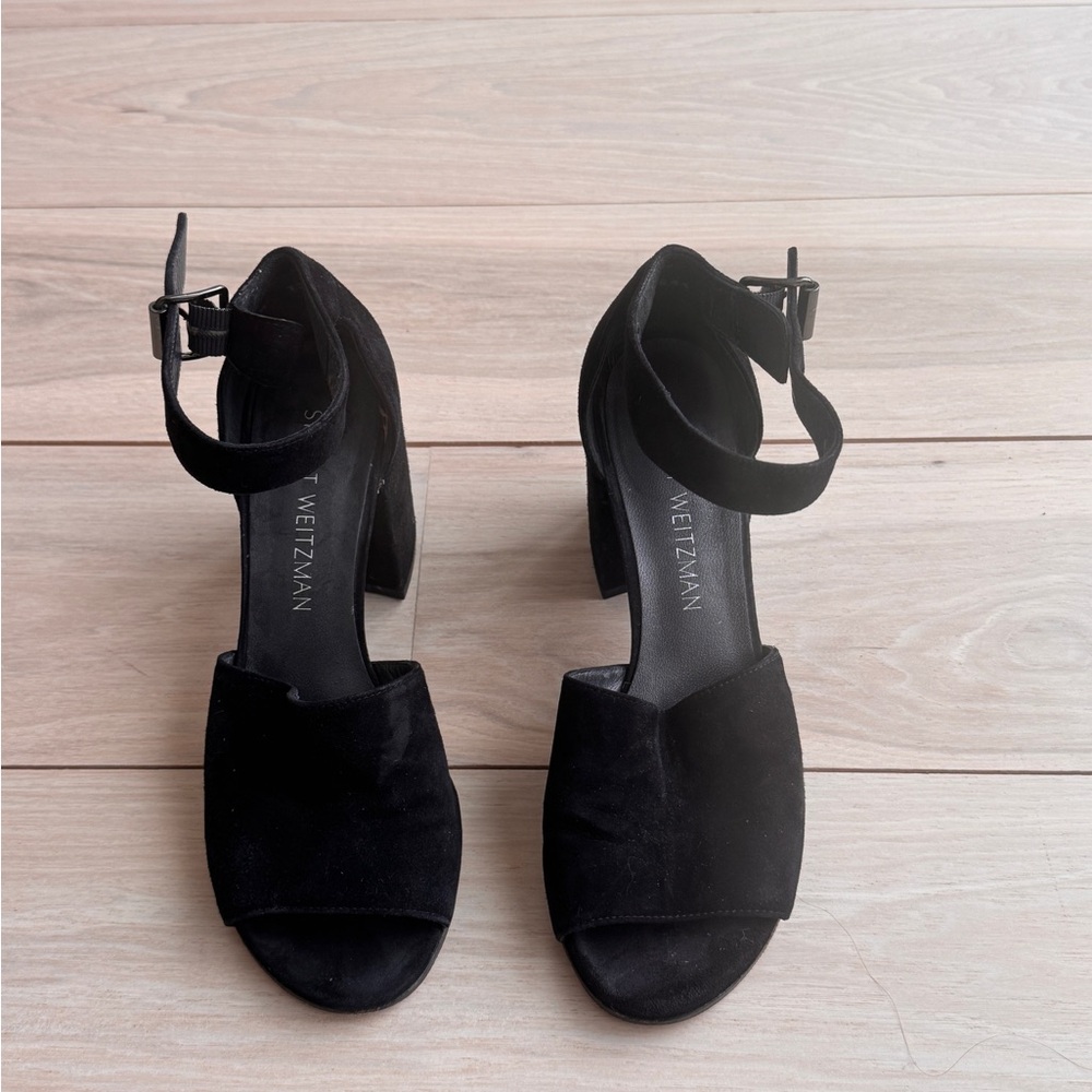 Stuart Weitzman Elegant Black Heels with Ankle Strap